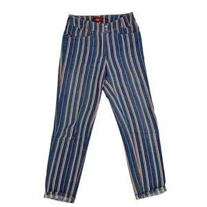 Roxy Size 5 Vintage 90s Striped Jeans Pants Made In USA